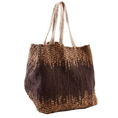 Sac de rangement en jute et cuir (Marron)