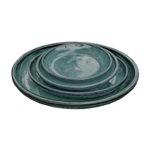 Pour mieux profiter du jardin：Soucoupe en grès émaillé vert Amande Decolines Littoral - Ø 18 cm
