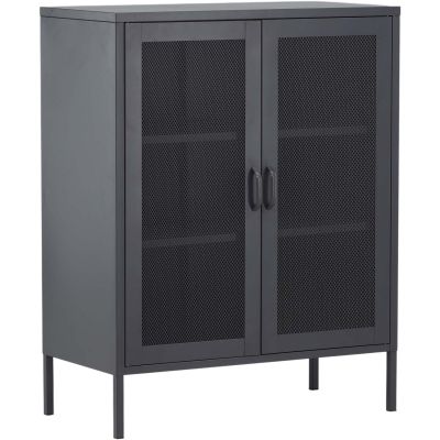 Buffet 2 portes grillagées en acier Misha (Gris)