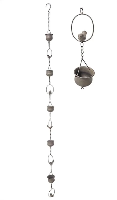 Pour votre espace extérieur:Mobile en acier chaîne de pluie avec oiseau Vitis in Situ - 2,5 cm