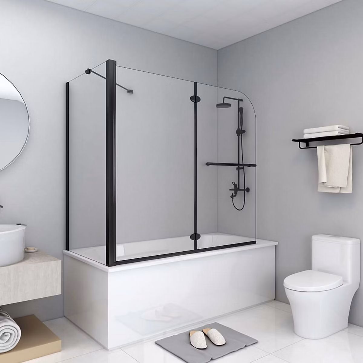 Cabine de douche amovible (120 × 68 × 130 cm – Noir)