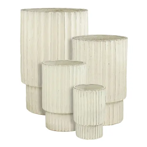 Sélection pour le jardin:Pot haut Sorrento coloris beige en céramique - 44 x Ø 29 cm