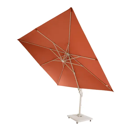 À découvrir au jardin：Parasol déporté carré en aluminium coloris orange - 300 x 300 cm