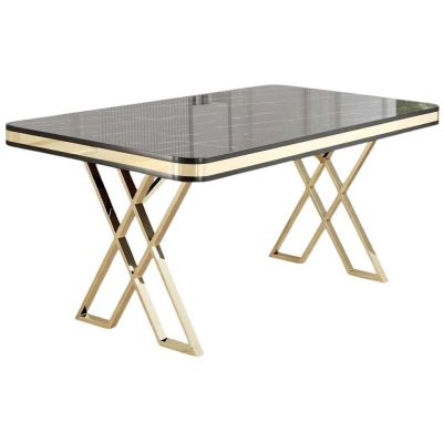 Table de repas design 130 x 80 cm Vals (Noir marbré et Doré)