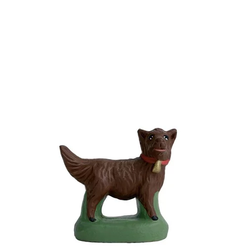 Pour plus de confort à l’extérieur:Santon pour crèche chien marron - 3 cm