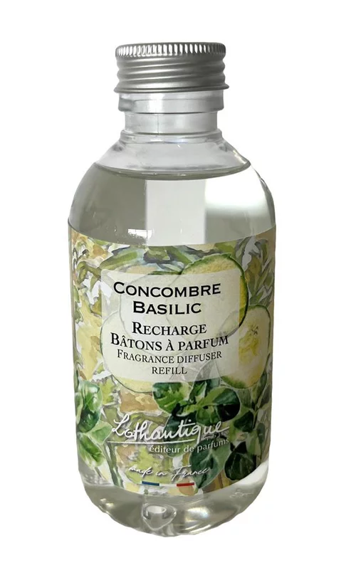 Pour vos envies de jardin：Recharge de bâton à parfum Lothantique Jardin d'aquarelles Concombre Basilic – 200 ml