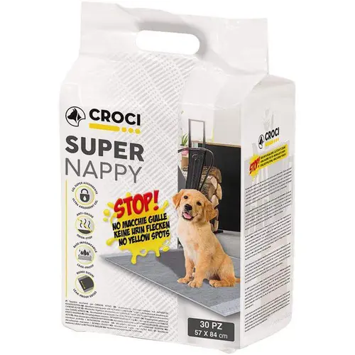 Jardin essentiel:Lot de 30 tapis hygiéniques pour chien super nappy au charbon actif 30 pièces Crocy - 84 x 57 cm
