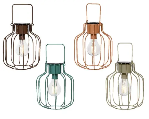 Solution au jardin:Lanterne solaire filaire coloris multicolore en métal - Ø 15 x 18 cm