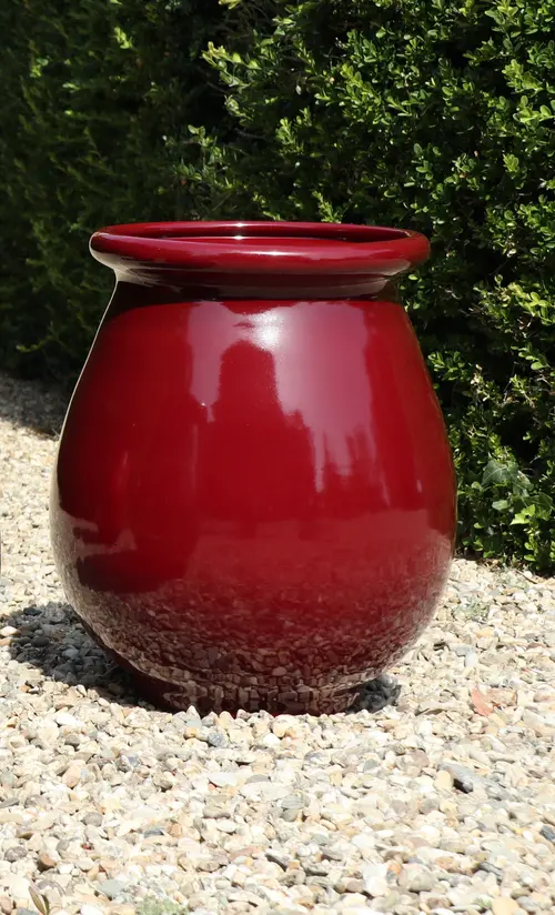Pour les espaces verts:Pot jarre en terre émaillée coloris cerise Les Poteries d'Albi Jarre Provençale - Ø 23 x H 41 cm