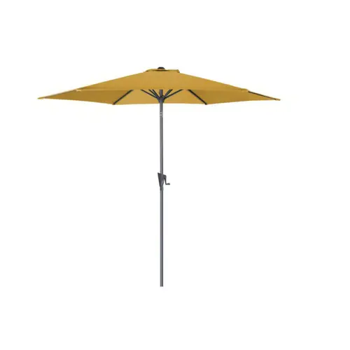 Espace vert facile：Parasol droit rond en aluminium coloris jaune curry - Ø 300 cm