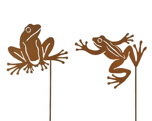 Pour tous vos projets extérieurs:Pique de jardin grenouille coloris marron en fer - 33 x 0,5 cm