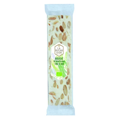 Idée utile:Barre de nougat de Montélimar aux amandes torréfiées La Ruche d'Or - 50 g