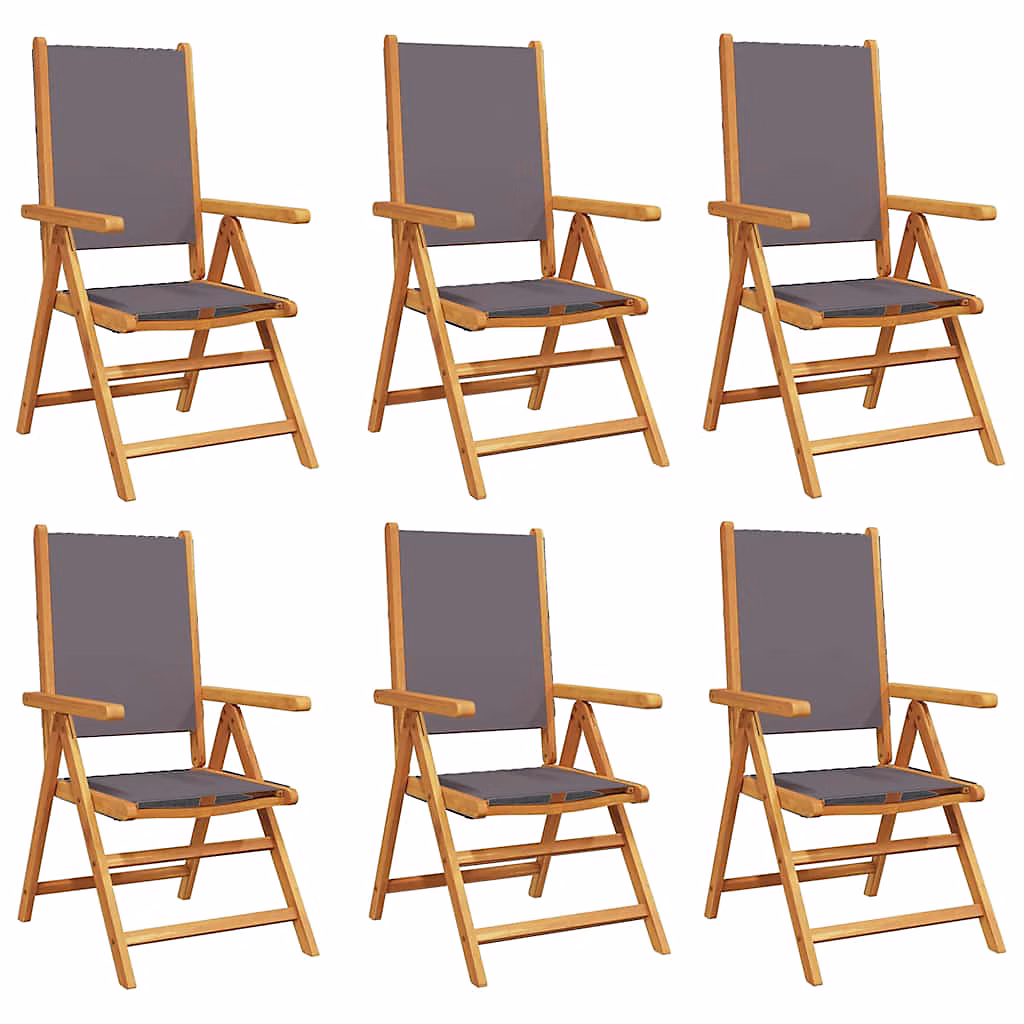 Fauteuils pliants inclinables – 6 pièces | tissu anthracite et bois massif vidaXL