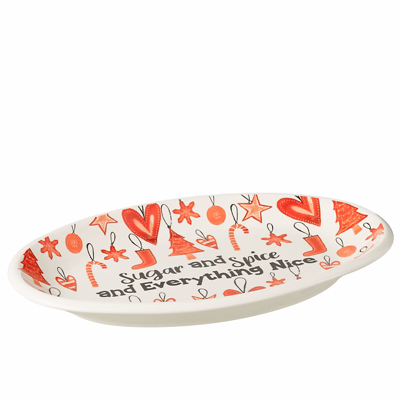 Assiette ovale en céramique rouge 55.5 × 4.8 × 31.5 cm
