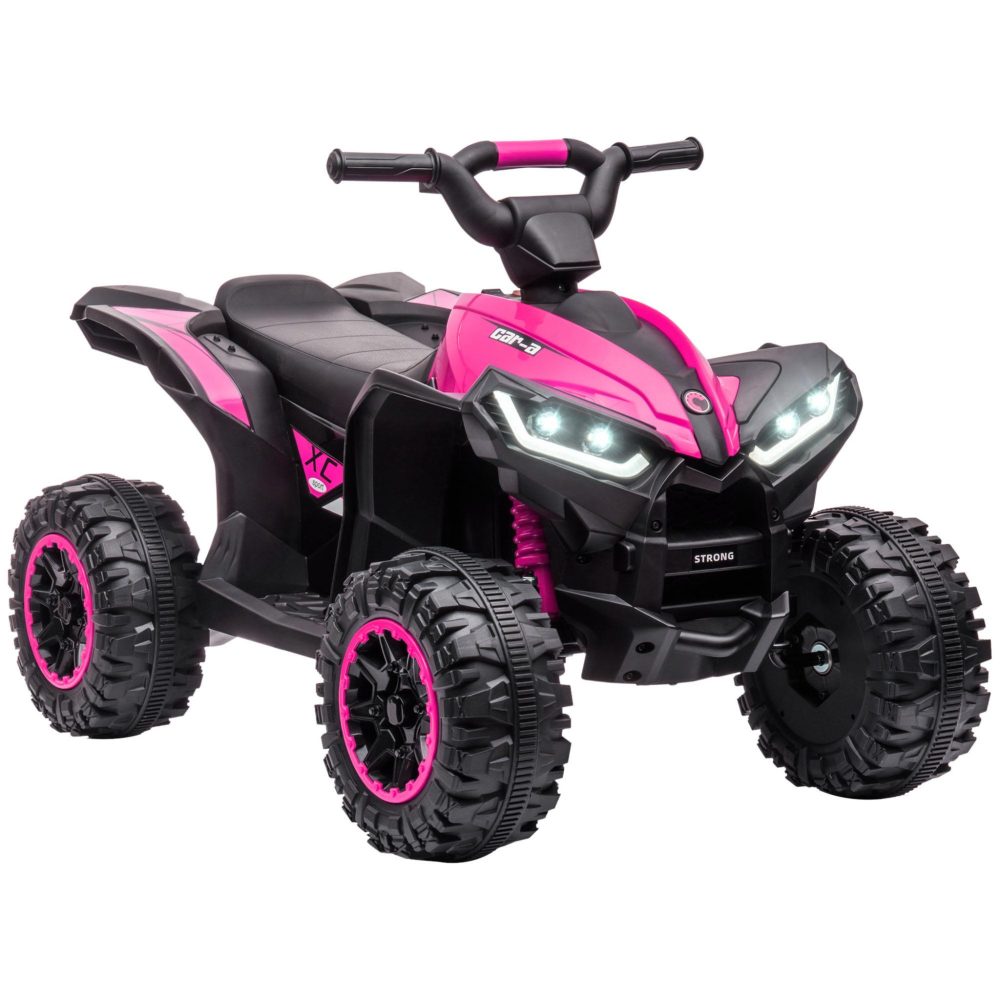 HOMCOM Quad buggy électrique enfant 12 V 3 Km/h max. effets lumineux et sonores rose noir