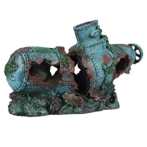 Pour compléter votre jardin：Décor d'aquarium en petit sous-marin coloris multicolore en résine de polyester - 29 x 8,5 x 14,5 cm