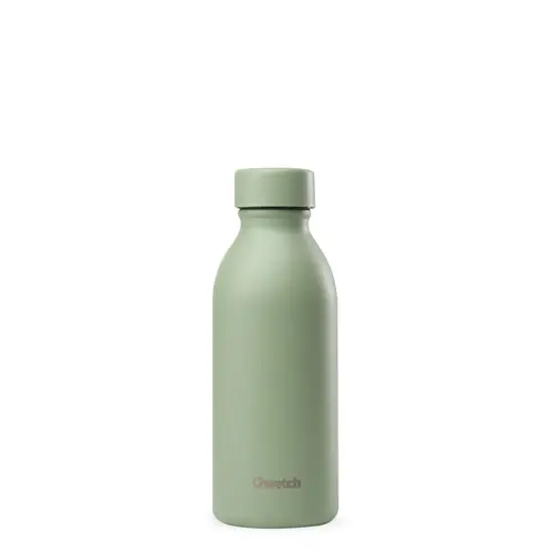 Pour aménager vos extérieurs：Bouteille isotherme en inox recyclé Qwetch Icon Matt vert tilleul - 500 ml