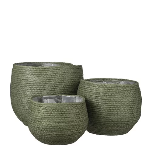 Essentiel pour le jardin：Panier rond vert en papier Jorck - Ø 26 x H 24 cm