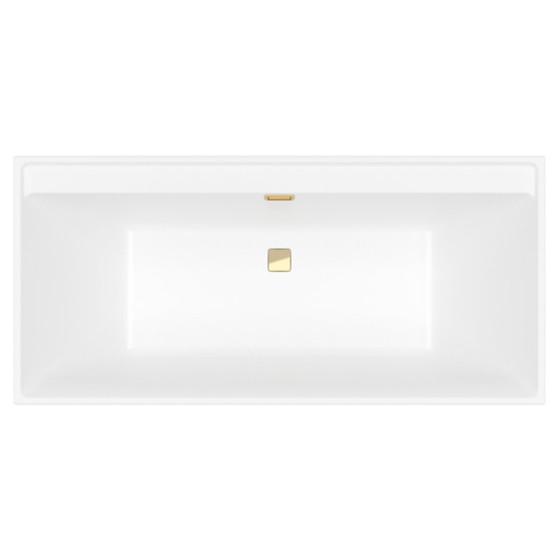 Baignoire droite 160 × 75 VILLEROY & BOCH Collaro acrylique Blanc Mat avec vidage et trop-plein Gold