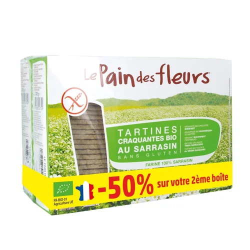 Jardin à vivre:Lot de tartines craquantes sarrasin Pain des fleurs - 2 x 300 g