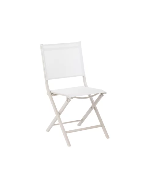 Extérieur tendance：Chaise pliante en aluminium et toile textylène couleur écru Max - 90 cm
